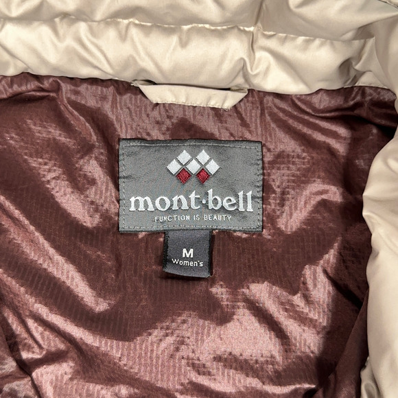Montbell Jacket Womens MEDIUM Beige Puffer Down Outdoor Quilted Lightweight - Picture 4 of 12